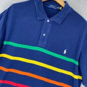 Polo Ralph Lauren Mens XL Blue Tall Chest Stripe Pony Logo Short Sleeve Shirt